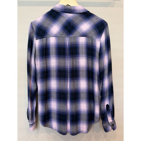 Rails Hunter Orchid Navy Plaid Flannel Button Down Collared Shirt Small Soft - Picture 2 of 7